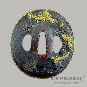 фото — цуба «дракон в небесах», подписная. япония